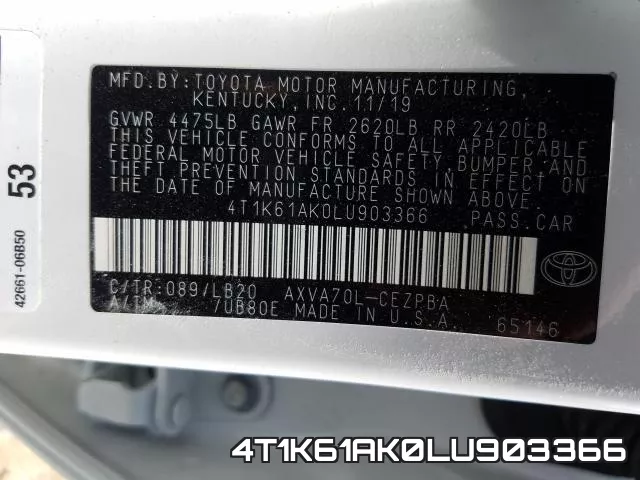4T1K61AK0LU903366 фото 2