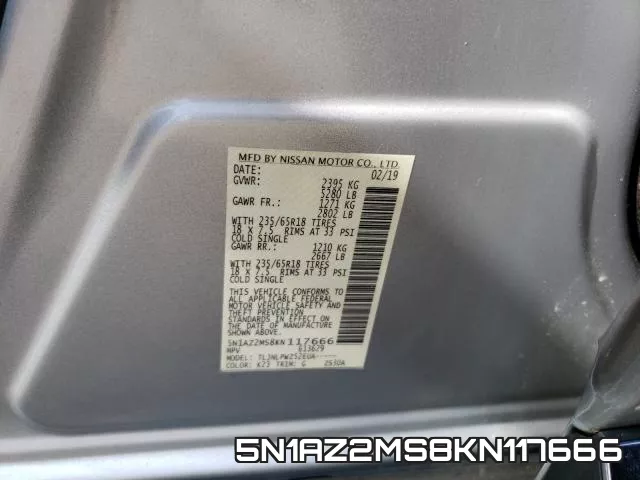 5N1AZ2MS8KN117666 фото 2