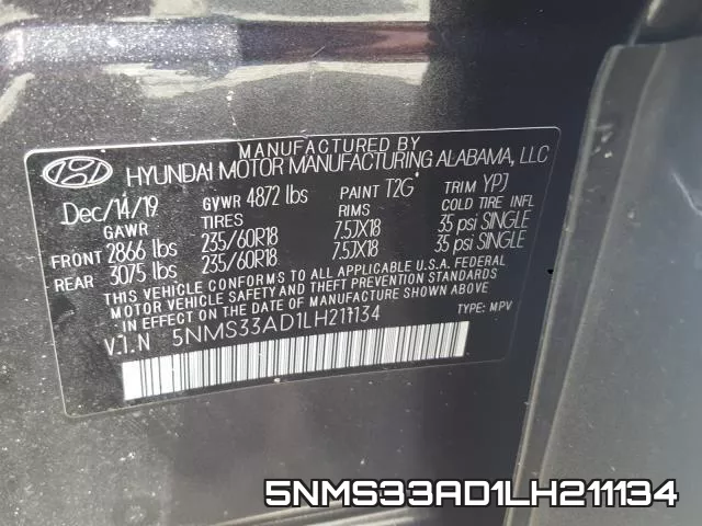 5NMS33AD1LH211134 фото 2