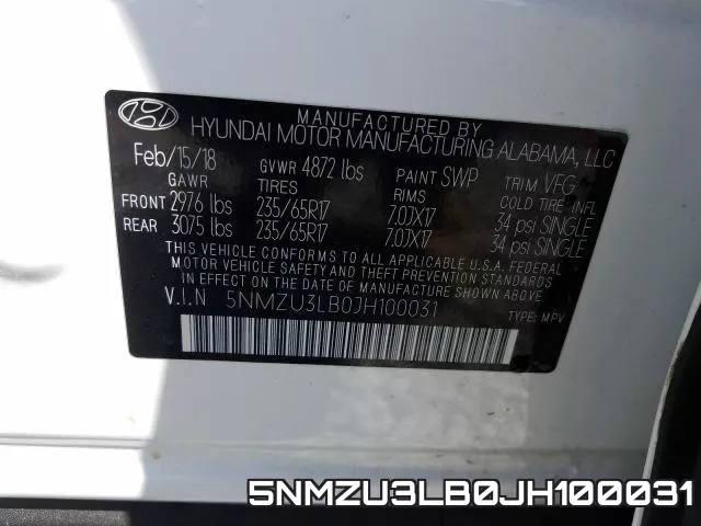 5NMZU3LB0JH100031 фото 2
