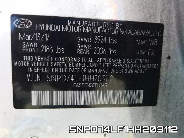 5NPD74LF1HH203112 фото 2