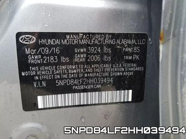 5NPD84LF2HH039494 фото 2