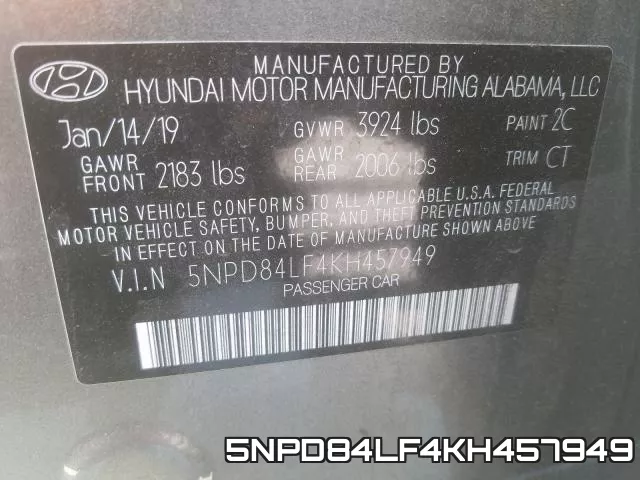 5NPD84LF4KH457949 фото 2