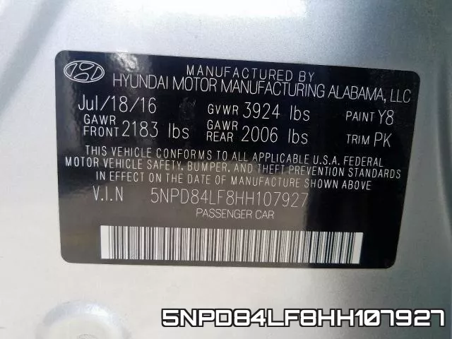 5NPD84LF8HH107927 фото 2