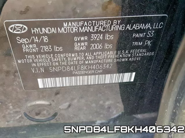 5NPD84LF8KH406342 фото 2