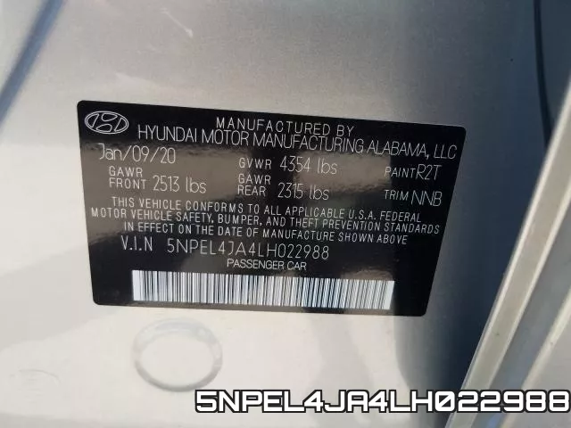 5NPEL4JA4LH022988 фото 2