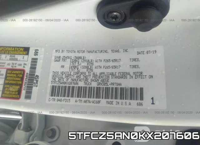 5TFCZ5AN0KX207606 фото 10