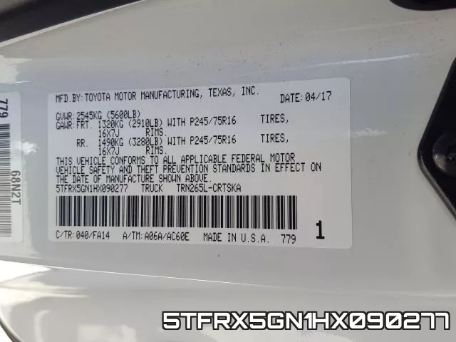 5TFRX5GN1HX090277 фото 2