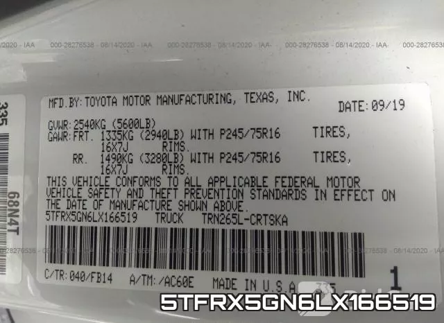 5TFRX5GN6LX166519 фото 10