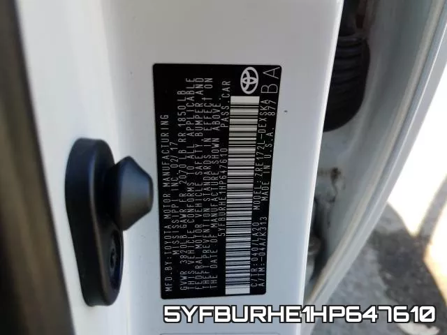 5YFBURHE1HP647610 фото 2