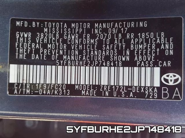 5YFBURHE2JP748418 фото 2