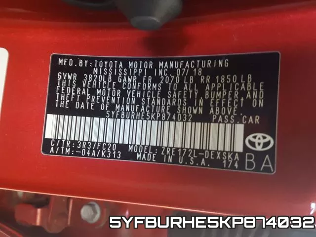 5YFBURHE5KP874032 фото 2