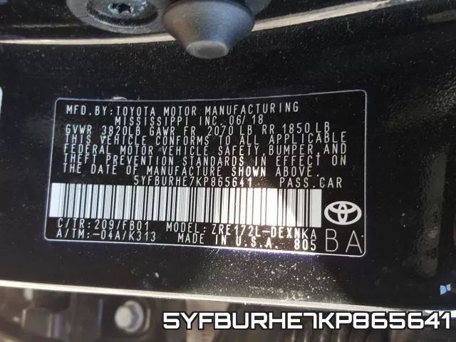 5YFBURHE7KP865641 фото 2