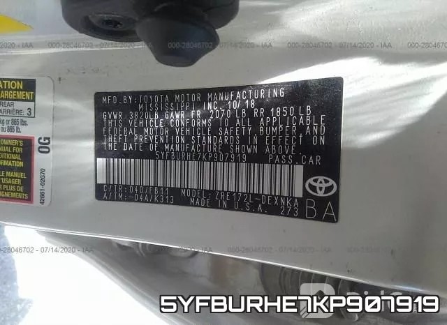 5YFBURHE7KP907919 фото 10