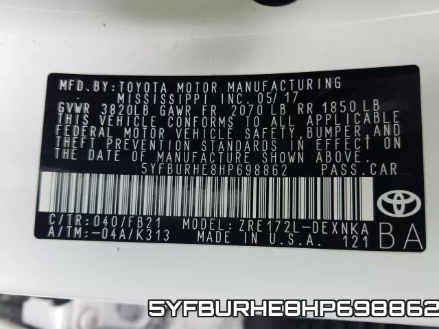 5YFBURHE8HP698862 фото 2