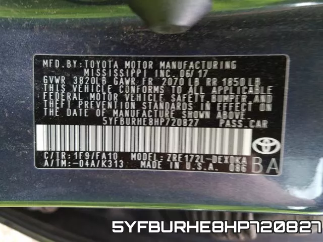 5YFBURHE8HP720827 фото 2