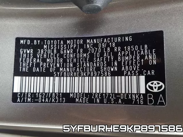 5YFBURHE9KP897586 фото 2