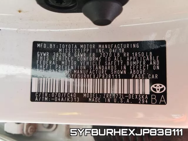 5YFBURHEXJP838111 фото 2