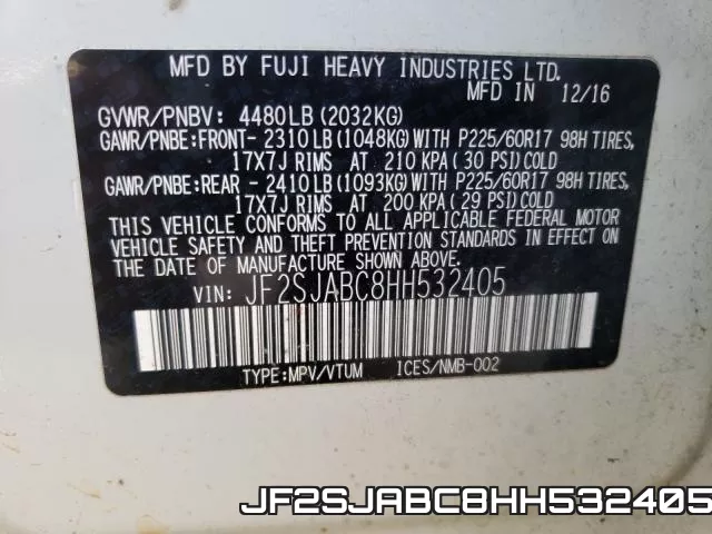 JF2SJABC8HH532405 фото 2
