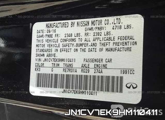 JN1CV7EK9HM110411 фото 10