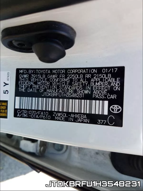 JTDKBRFU1H3548231 фото 2
