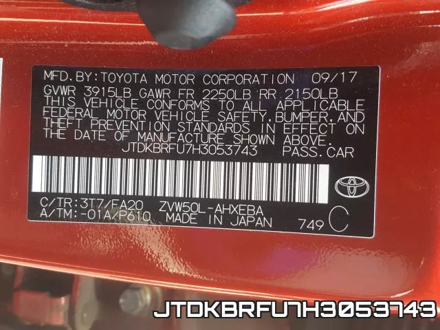 JTDKBRFU7H3053743 фото 2