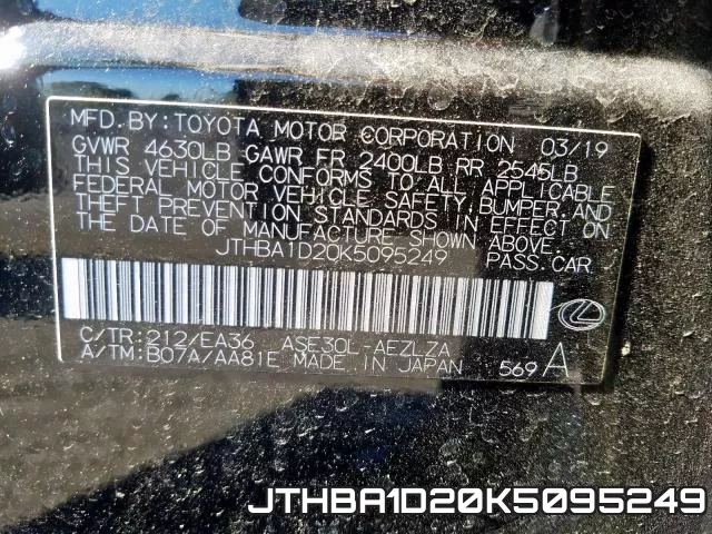JTHBA1D20K5095249 фото 2