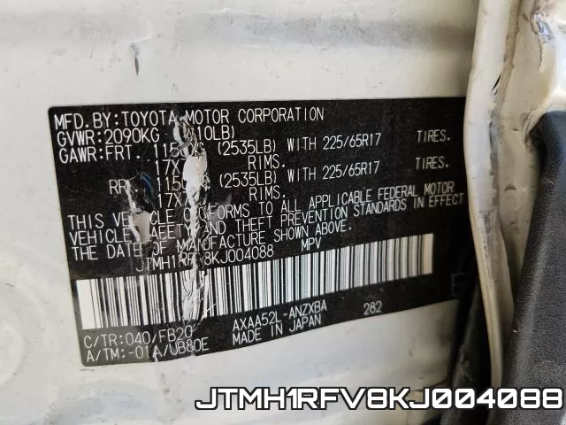 JTMH1RFV8KJ004088 фото 2