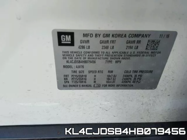 KL4CJDSB4HB079456 фото 2