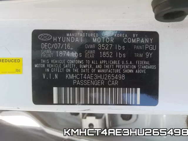KMHCT4AE3HU265498 фото 2