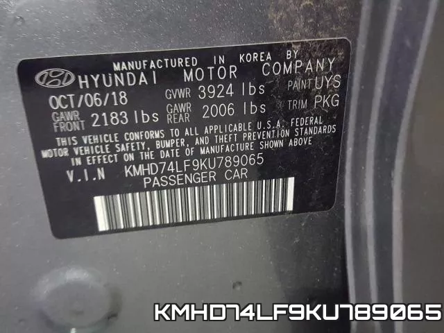 KMHD74LF9KU789065 фото 2