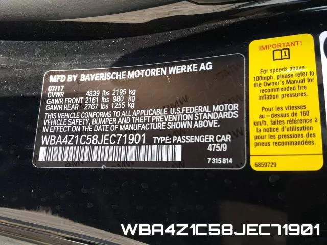 WBA4Z1C58JEC71901 фото 2