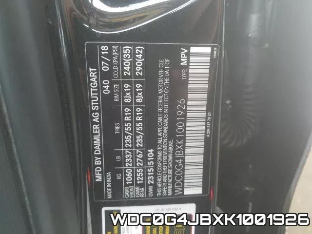 WDC0G4JBXK1001926 фото 2