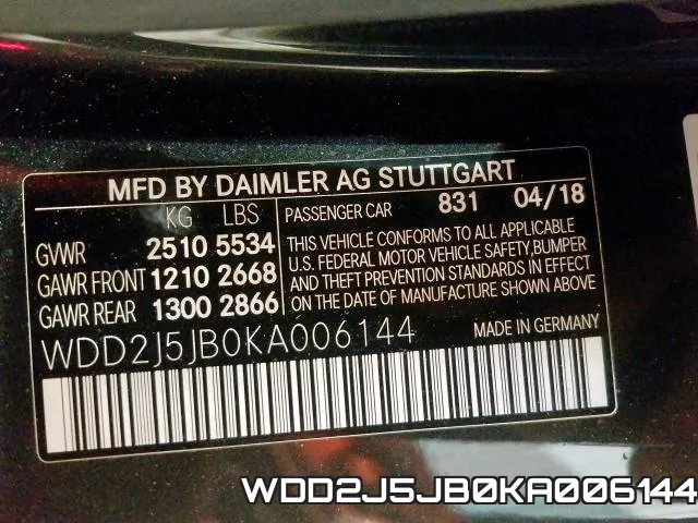 WDD2J5JB0KA006144 фото 2