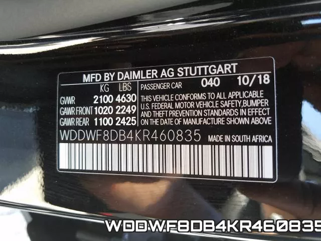 WDDWF8DB4KR460835 фото 2