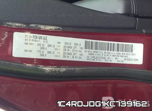 1C4RDJDG1KC739162 фото 10