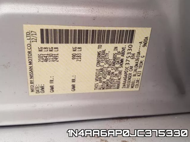 1N4AA6AP0JC375330 фото 2