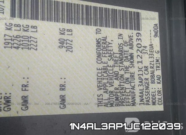 1N4AL3AP1JC122039 фото 10