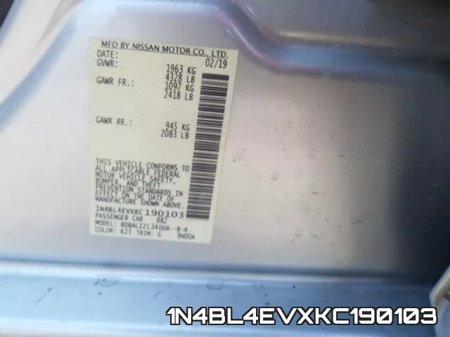1N4BL4EVXKC190103 фото 2