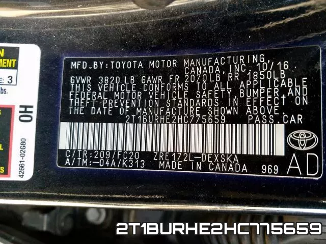 2T1BURHE2HC775659 фото 2