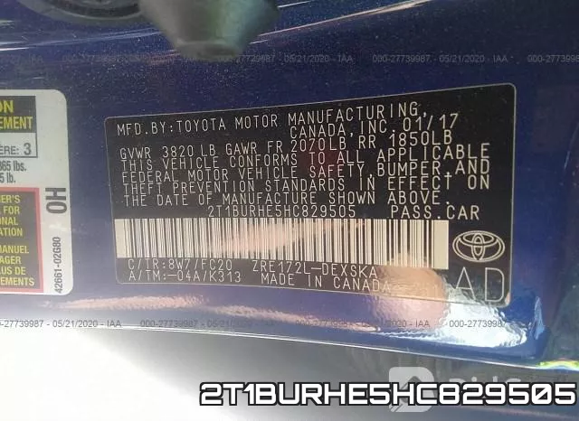 2T1BURHE5HC829505 фото 10