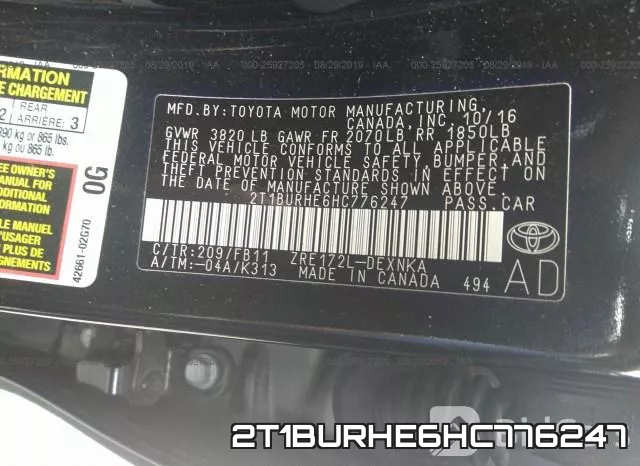 2T1BURHE6HC776247 фото 10