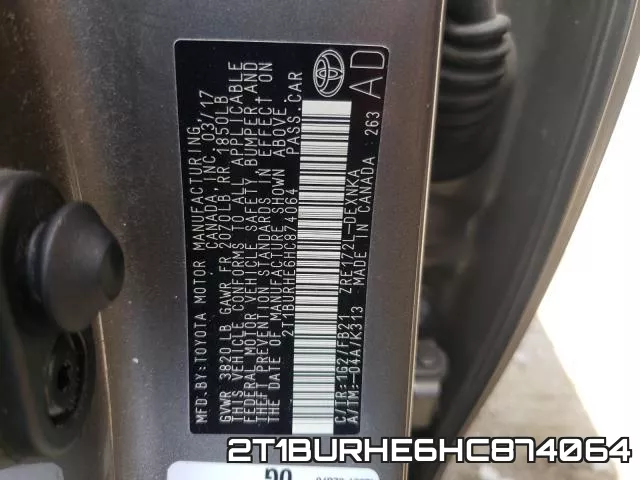 2T1BURHE6HC874064 фото 2