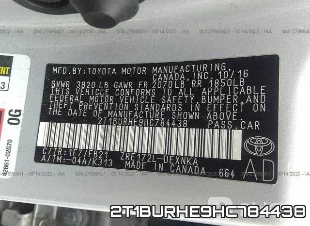 2T1BURHE9HC784438 фото 10