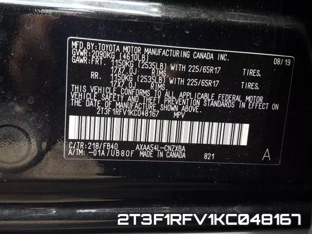 2T3F1RFV1KC048167 фото 2