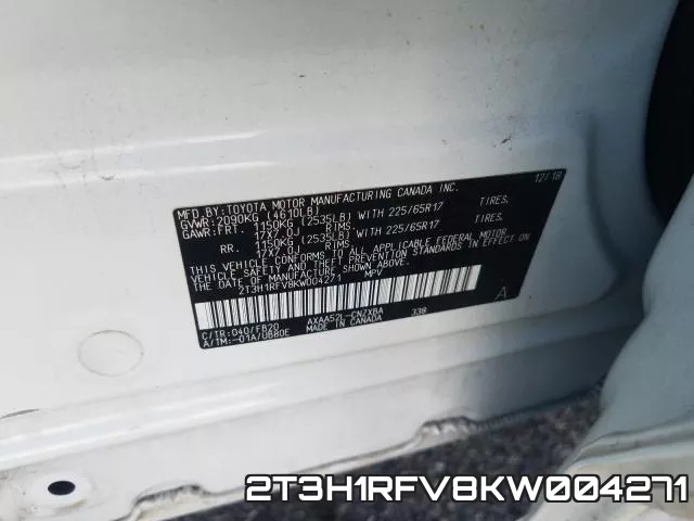 2T3H1RFV8KW004271 фото 2