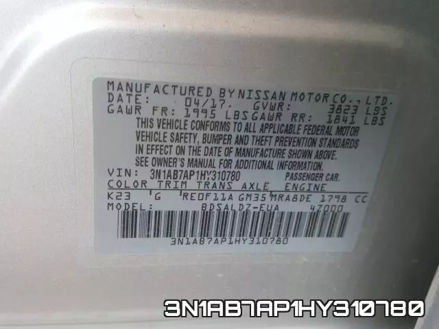 3N1AB7AP1HY310780 фото 2