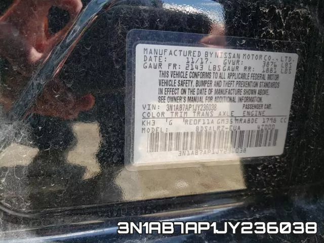 3N1AB7AP1JY236038 фото 2