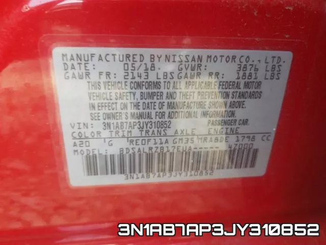 3N1AB7AP3JY310852 фото 2