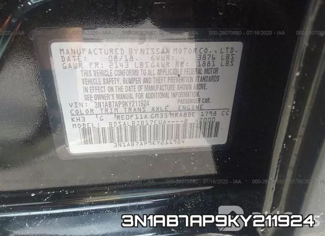 3N1AB7AP9KY211924 фото 9